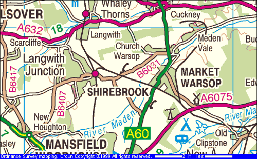 Image produced from the Ordnance Survey Get-a-map service.